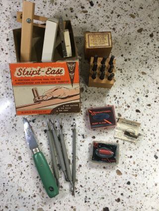 Set of Vintage Antique Leather Tools - Osbourne,  Craftool,  X - acto 3