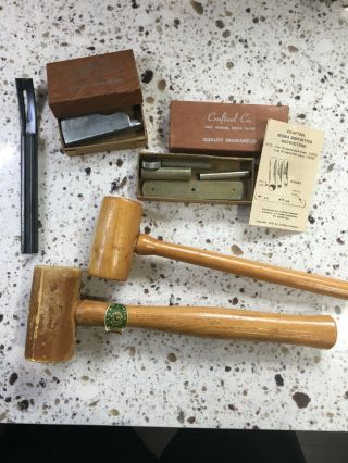 Set of Vintage Antique Leather Tools - Osbourne,  Craftool,  X - acto 5