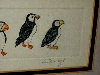 Vintage " Puffin Parade " S Winget Birds Signed Limited Edition Print