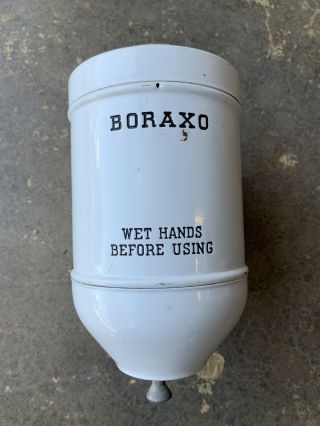 Vintage Porcelain Boraxo Wall Mount Powdered Soap Dispenser Antique
