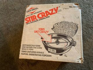 Vintage West Bend Stir Crazy Popcorn Popper 6 Quart 5346 Electric Popper 5
