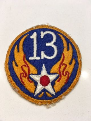 Wwii Usaaf U.  S.  Army 13th Air Force Color White Back Patch No Glow