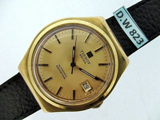 Vintage Tissot Seastar Mens Hooded Lugs Gold Automatic Date Dw823 Watch $1