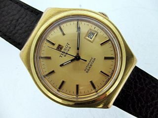 VINTAGE TISSOT SEASTAR MENS HOODED LUGS GOLD AUTOMATIC DATE DW823 WATCH $1 2