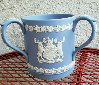 Vtg Blue Wedgwood Jasperware Loving Cup Hudson 