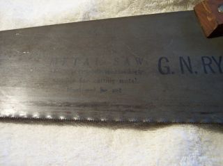 Vintage EC Atkins Hand Saw RailRoad (GNRY) Advertising For Metal Cutting V. 5