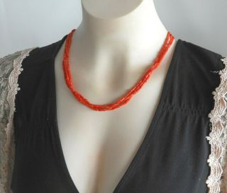 Vintage Jay King Dtr Solid 925 Sterling Silver Coral Beaded Necklace Pendant 20 "