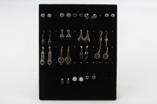 16 X Vintage.  925 Sterling Silver Onyx Earrings Inc.  Marcasite,  Hematite (66g)