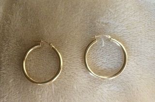 14k Yellow Gold Large Hoop Earrings Vintage