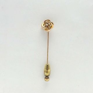 Victorian 10k Rose & Yellow Gold Diamond Love Knot Pinwheel Stick Pin