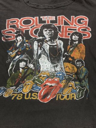 Vintage Rare Rolling Stones 1978 Concert Tour T Shirt Double Sided Vtg