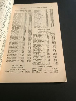 Vintage Golf Memorabilia / P.  G.  A.  Official Record Book / 1936 - 37 4