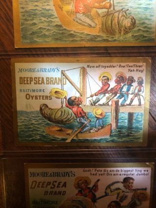 1880’s “moore & Brady’s” Baltimore Oyster Advertising Trade Cards - 3 - Very Rare