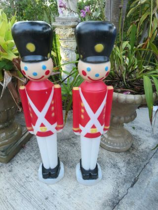 2 Vintage Empire 30 " Christmas Lighted Blow Mold Toy Soldier Nut Crackers