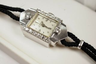 Vtg Lafemme Solid 14k White Gold Diamond Ladies Watch As - Is