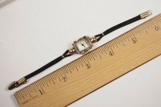 Vtg Gruen solid 14K Rose Gold Diamond Ladies Watch veri - thin Precision as - is 3