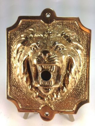 Vintage English Cast Brass High Relief Lion Head Door Bell Cover