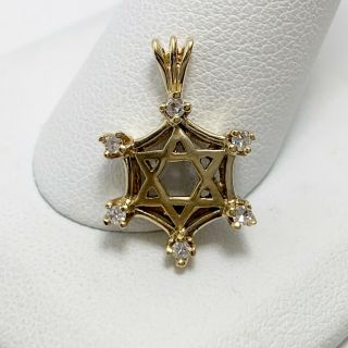 Vintage Star Of David Diamond 14k Gold Pendant (4546)