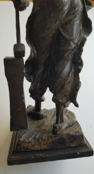 Vintage cast metal industrial figure hammer anvil newel post light 5