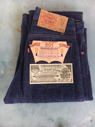 Vintage Deadstock 1980s Levi’s 701 501 Shrink To Fit Us Made Jeans 27x36 Student