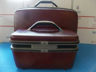 Set Of 2 Vintage Samsonite Silhouette Wineberry Carry On And Train Makeup Case