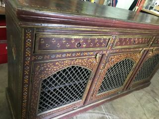 Antique Solid Wood Cabinet Hutch With Hand Painted Design