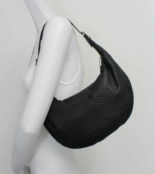 Christian Dior Authentic Vintage Black Perforated Leather Shoulder Bag Handbag