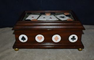 Rare Maitland Smith Stone Box,  Games,  Cards,  Poker Chips,  Vegas - W/hinged Cover