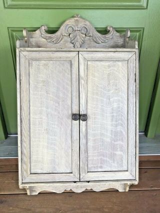Antique Vintage French Provincial Wooden Wall Hanging Two Doors Cabinet Bathroom