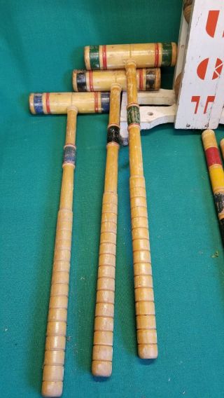 VINTAGE SOUTHBEND CROQUET LAWNPLAY SET WITH STAND 9 WICKETS 6 MALLETS 5 BALLS 8