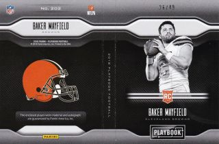 Baker Mayfield RARE 2018 Panini PlayBook Rookie Auto 2 Color Patch Booklet 26/49 2