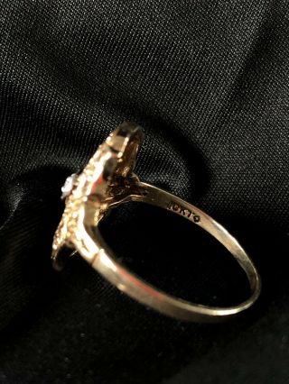 Antique Estate ART DECO 10K Filigree Gold Ring with Small Diamond - Size 9 4