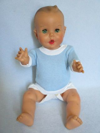 Vintage 1955 Gerber Baby Doll,  The Sun Rubber Company Usa 18” Blue Top
