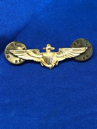 Vintage Pinback Usn/usmc Pilot Wings 1/20 10k Gold Filled