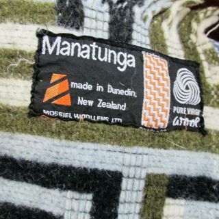 Vintage MANATUNGA Zealand Pure Virgin Wool Travel Blanket Throw 74x58” 2