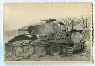German Wwii Archive Photo: Destroyed Panzer V Panther Tank On Battlefield