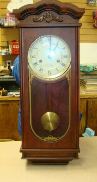 Vintage Waltham 31 Day Chiming Wall Clock With Key