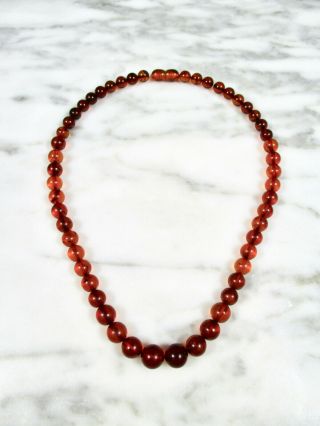 VINTAGE ANTIQUE BALTIC HONEY COGNAC AMBER ROUND BEAD NECKLACE 17 