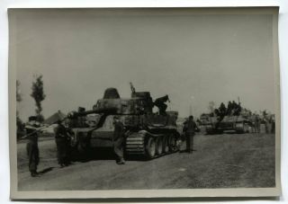German Wwii Photo: Panzer Vi Tiger Heavy Tanks,  Agfa Postcard Paper