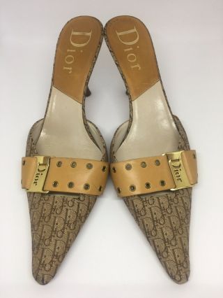 CHRISTIAN DIOR Vintage Logo Pointed Mule Size 41 1/2 2