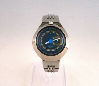 Vintage Seiko Bullhead Alba Aka Blue Champagne Ufo V707 - 0a10 Watch