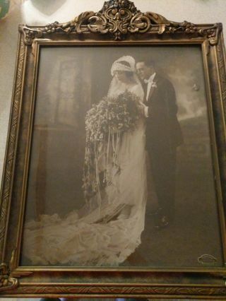 Vintage Antique Photograph Wedding Bride And Groom