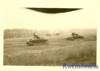 Best German Pzkw.  Iii Panzer Tanks W/ Kommandeurs Topside Crossing Field