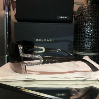 Bvlgari Sunglasses 6038 - B Swarovski Crystal Gold Brown Shield RARE 3