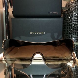 Bvlgari Sunglasses 6038 - B Swarovski Crystal Gold Brown Shield RARE 4