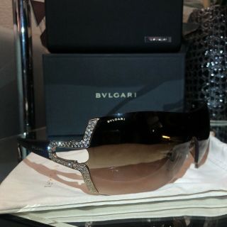 Bvlgari Sunglasses 6038 - B Swarovski Crystal Gold Brown Shield RARE 5
