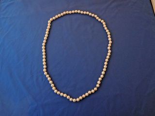 Vintage Estate Akoya Cultured Pearl Strand Necklace 26 " Long Cream White