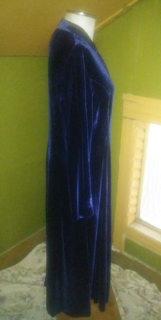 VINTAGE Laura Ashley Blue Velvet Silk Long Dress Sz 12 Victorian Goth steampunk 2