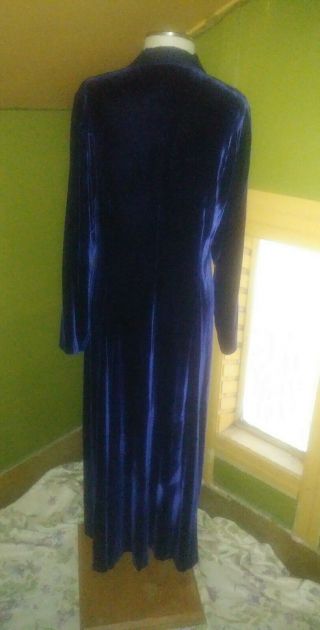 VINTAGE Laura Ashley Blue Velvet Silk Long Dress Sz 12 Victorian Goth steampunk 3