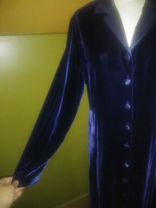VINTAGE Laura Ashley Blue Velvet Silk Long Dress Sz 12 Victorian Goth steampunk 4